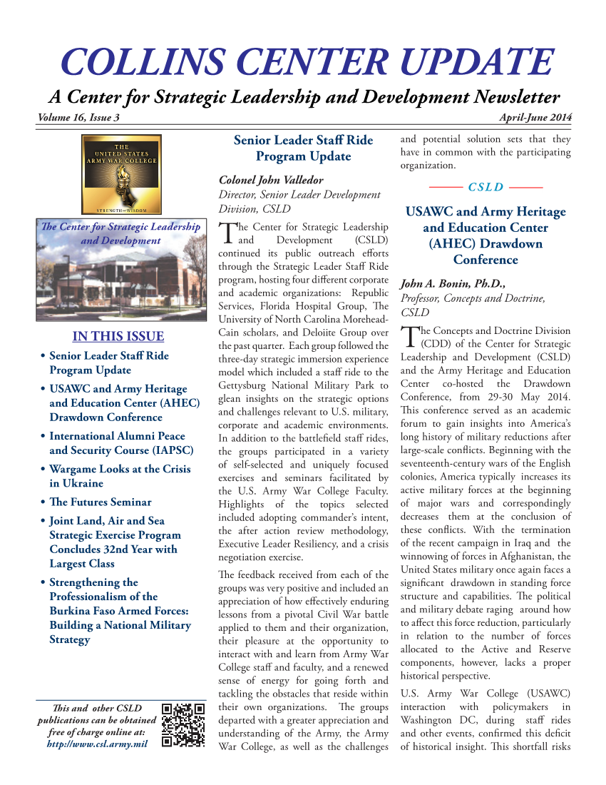  Collins Center Update, Volume 16, Issue 3 (Summer 2014)