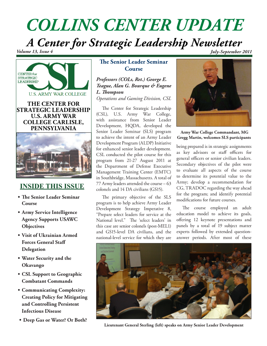  Collins Center Update, Volume 13, Issue 4 (Fall 2011)