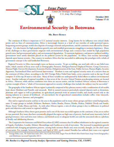  Environmental Security in Botswana