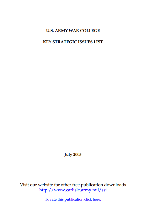  2005 Key Strategic Issues List (KSIL)