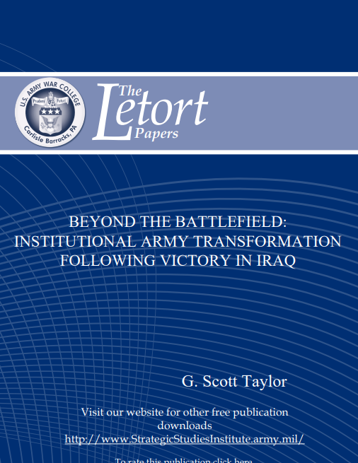  Beyond the Battlefield: Institutional Army Transformation Following Victory in Iraq