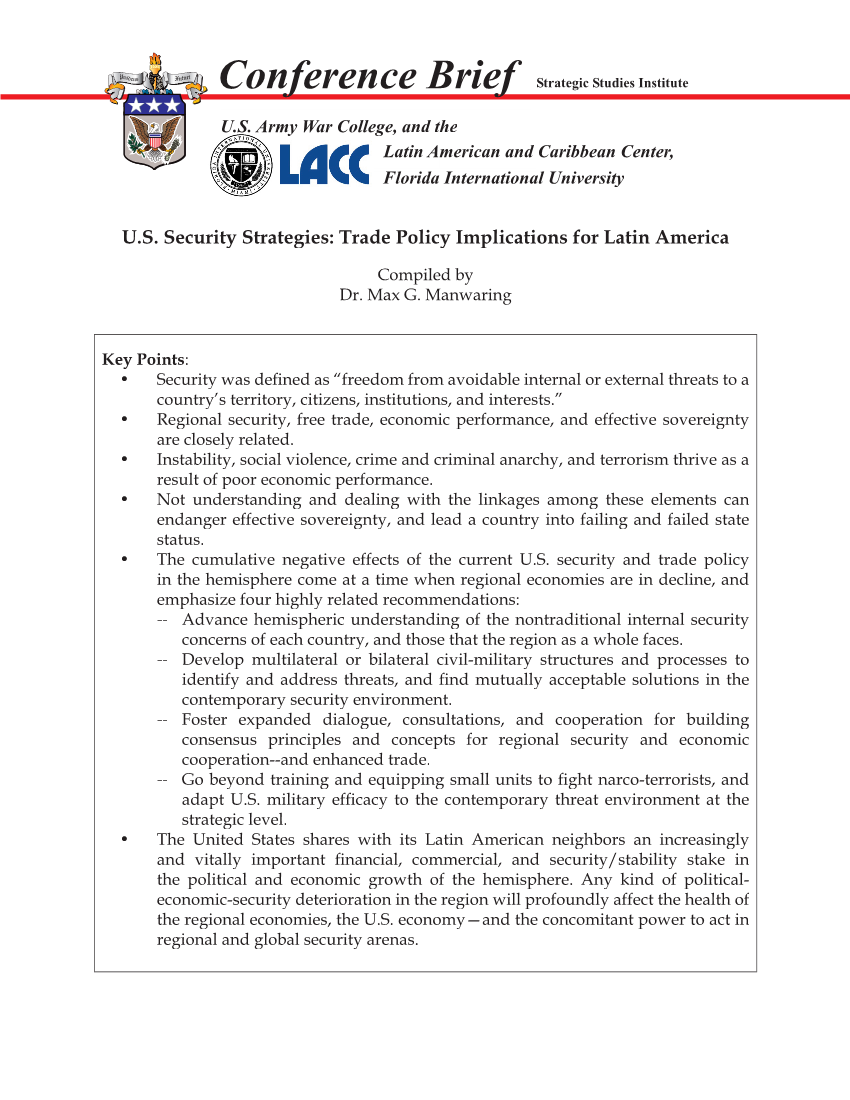  U.S. Security Strategies: Trade Policy Implications for Latin America