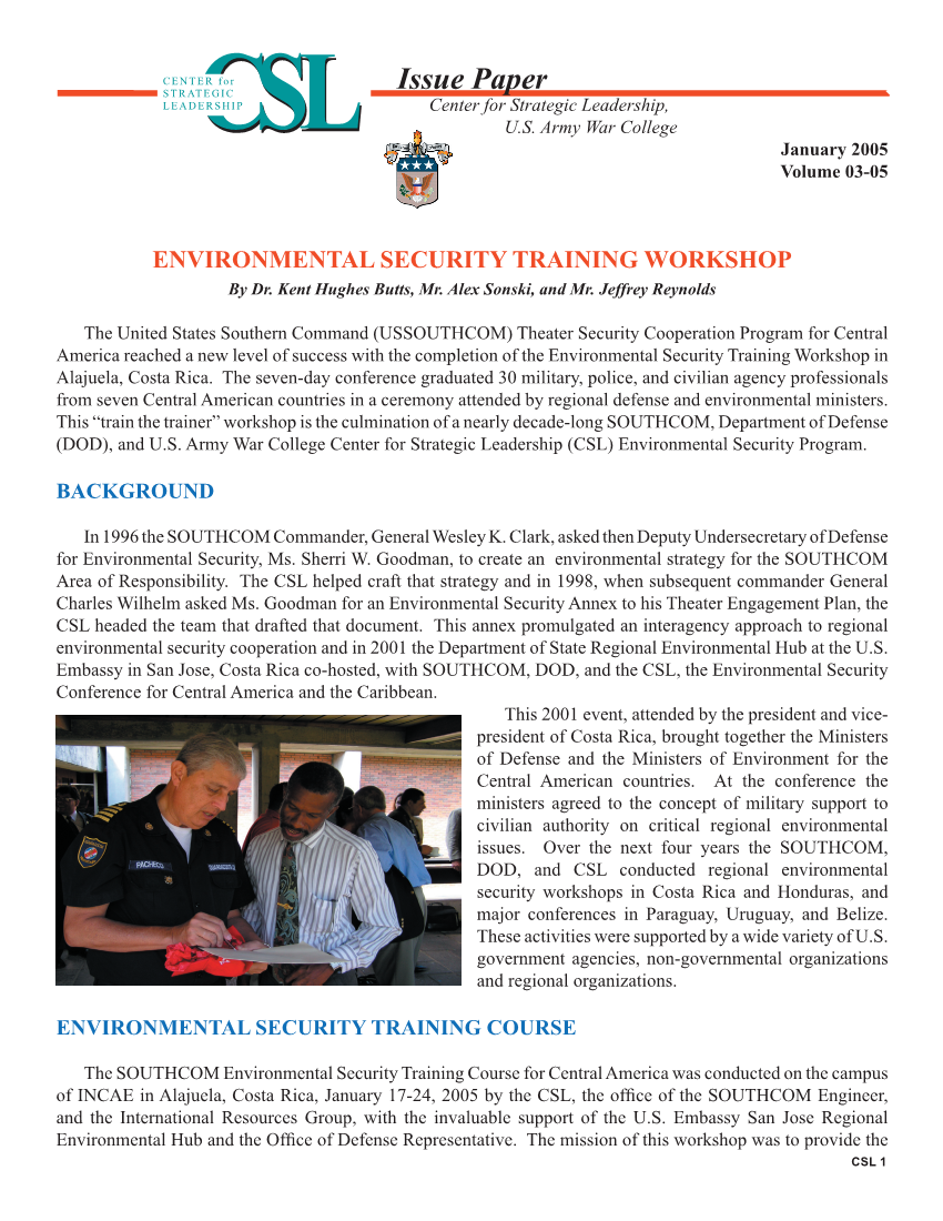  U.S. Southern Command Environmental Security Training Workshop