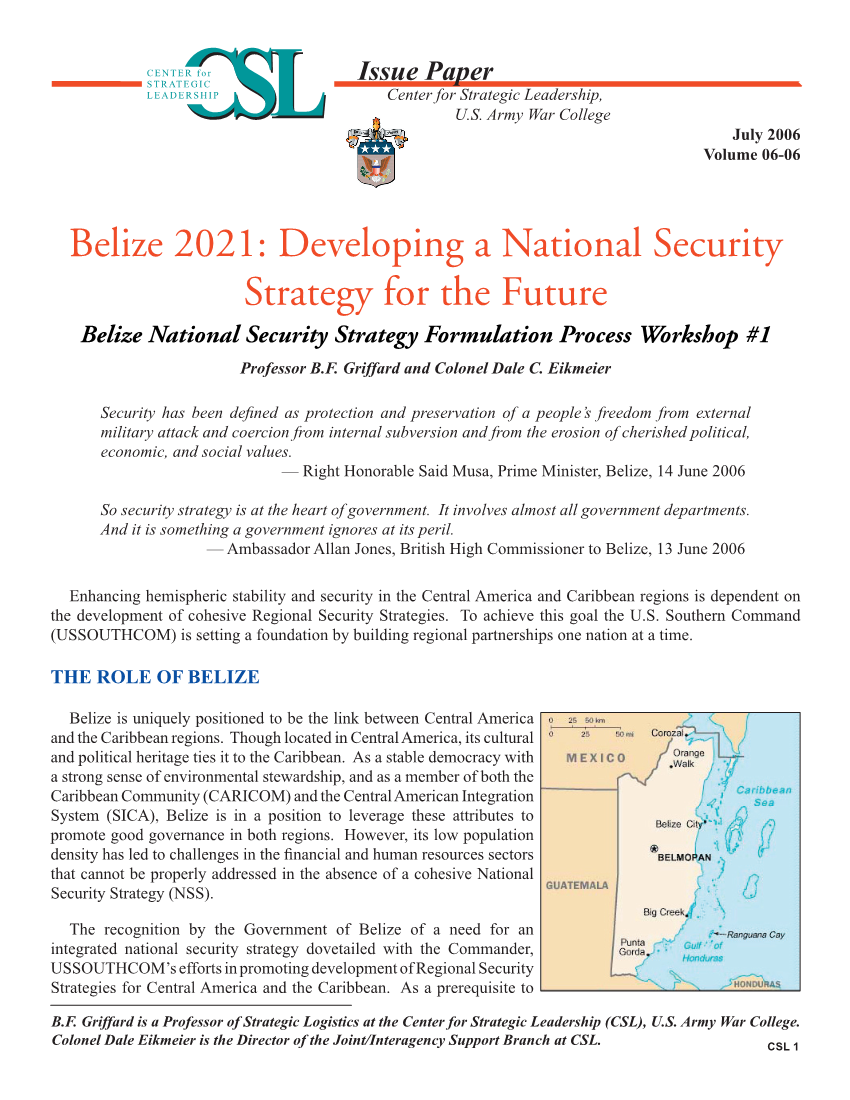  Belize 2021: Developing a National Security Strategy for the Future