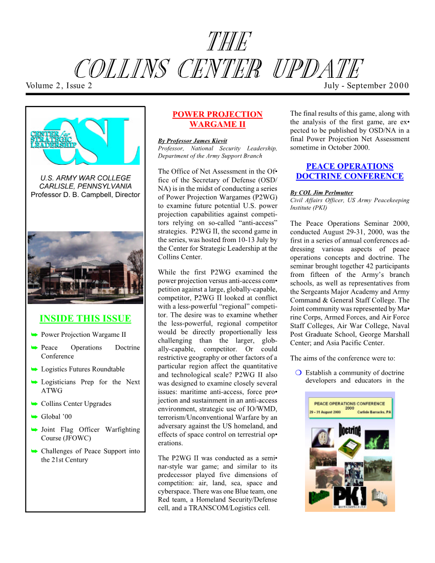  The Collins Center Update Vol 2, Issue 2: July-September, 2000