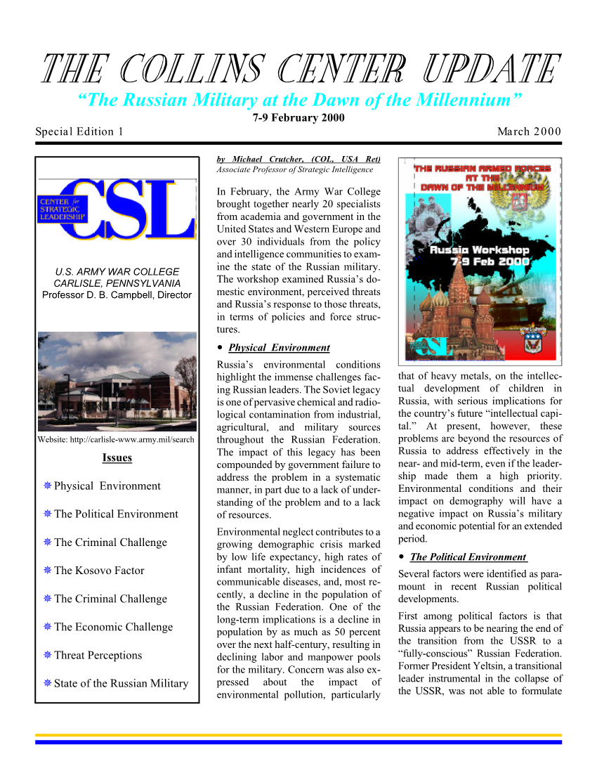  The Russian Military at the Dawn of the Millenium: March, 2000