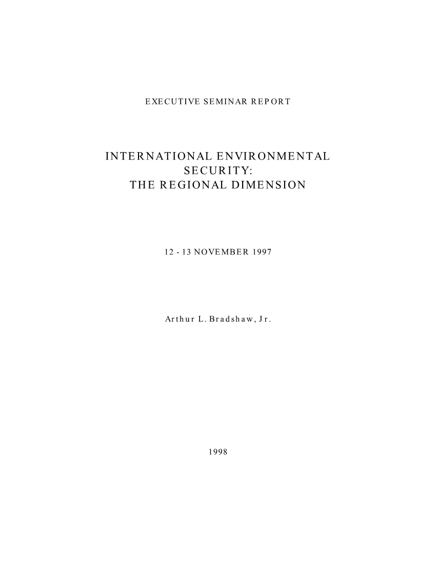  International Environmental Security: The Regional Dimension