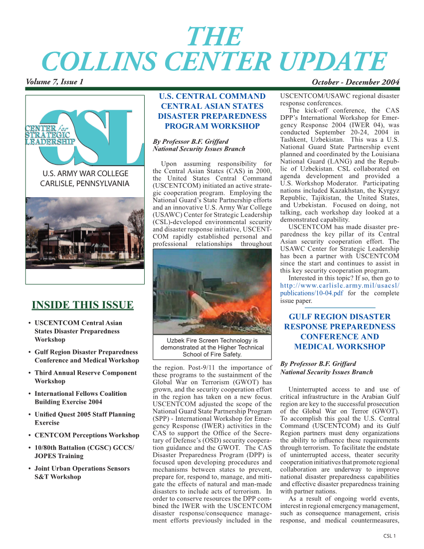  The Collins Center Update Volume 7, Issue 1: October-December 2004