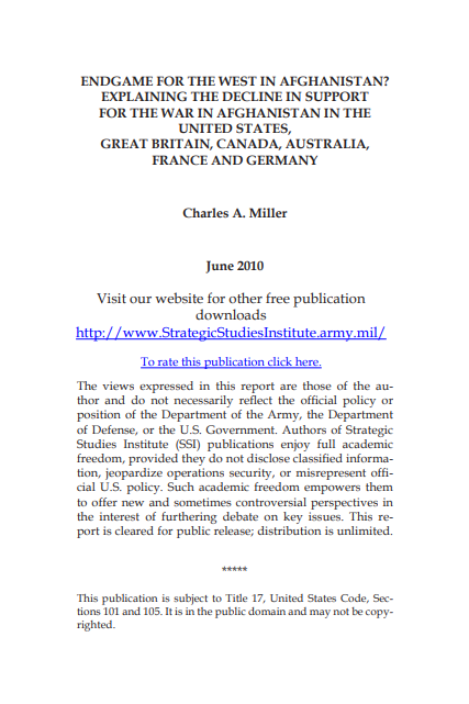  Endgame for the West in Afghanistan? Explaining the Decline in Support for the War in Afghanistan in the United States, Great Britain, Canada, Australia, France and Germany