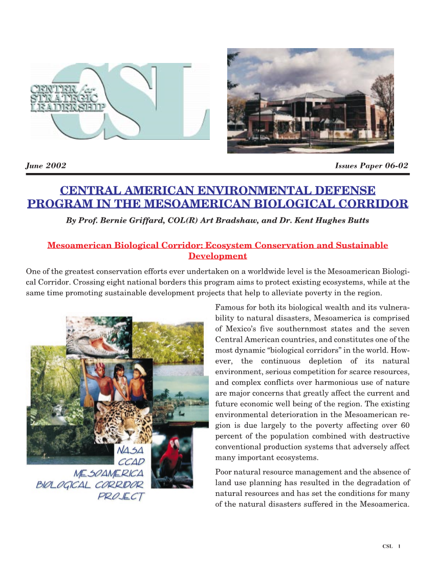  Central American Environmental Defense Program in the Mesoamerican Biological Corridor