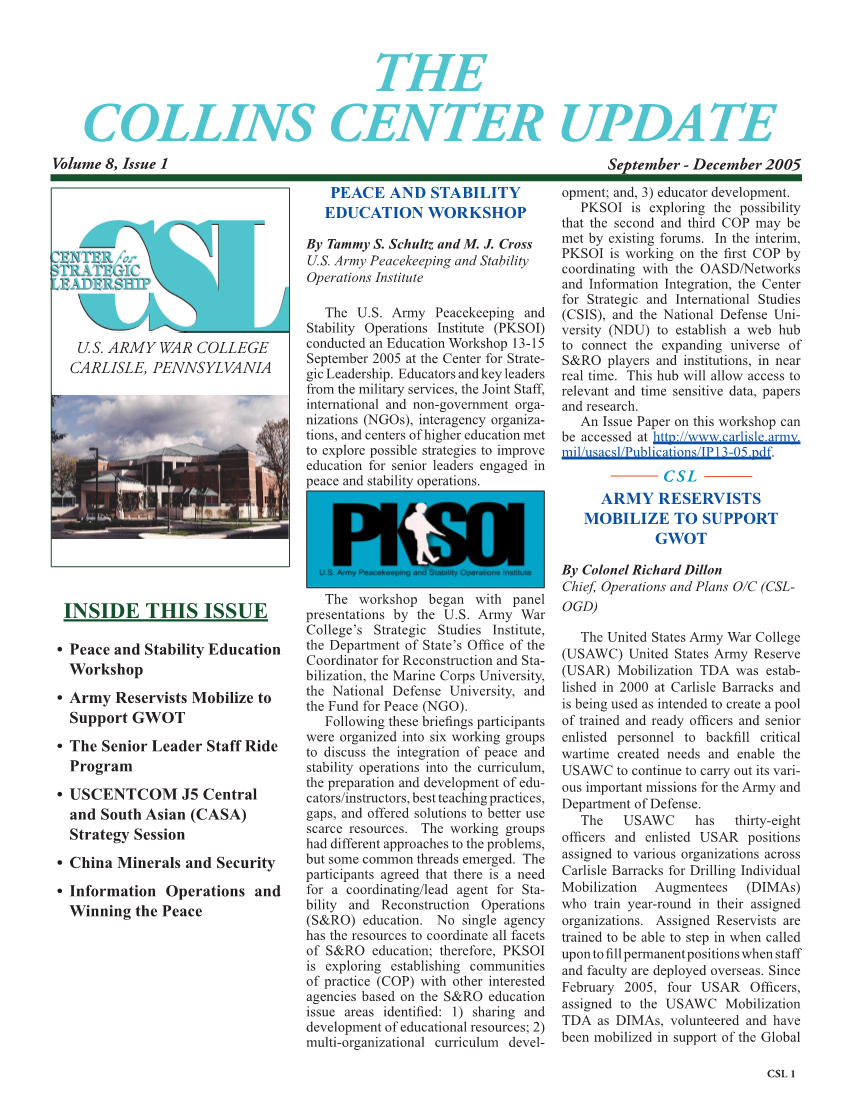  Collins Center Update - Volume 8, Issue 1: September - December 2005