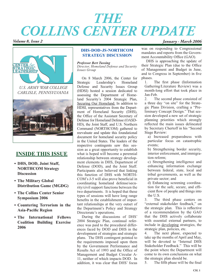  The Collins Center Update Volume 8, Issue 2: January - March 2006
