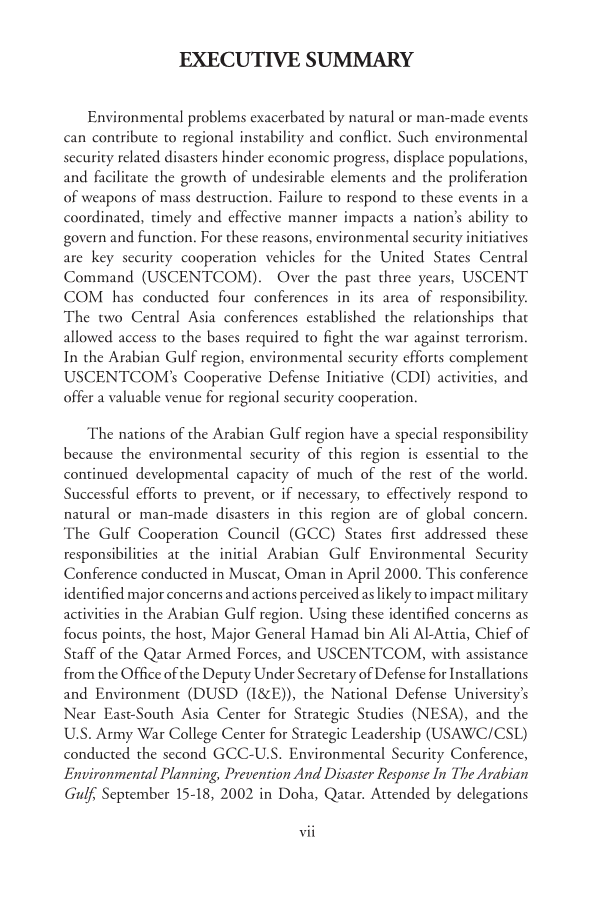  Env Sec Arabian Gulf 9-04 -- Exec Summary