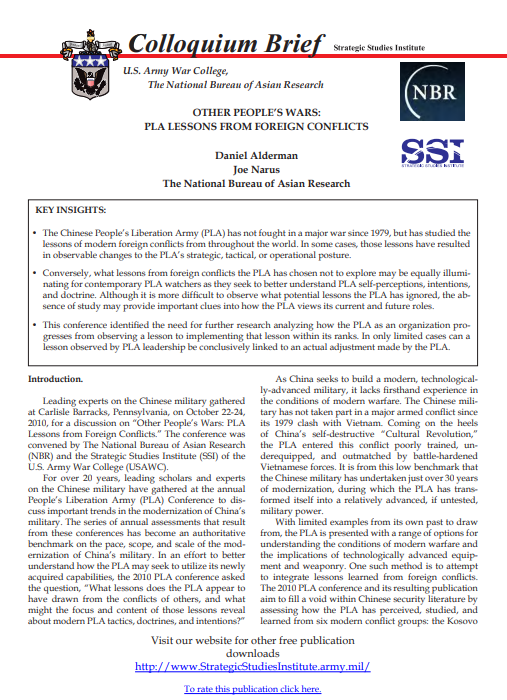  Other People's Wars: PLA Lessons from Foreign Conflicts