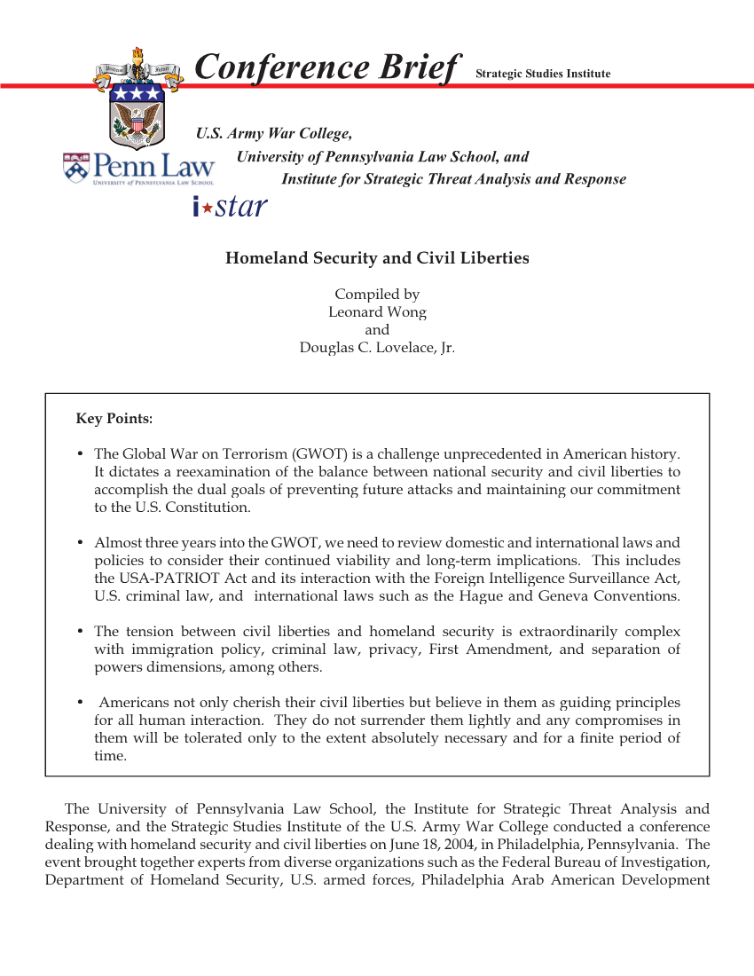  Homeland Security and Civil Liberties