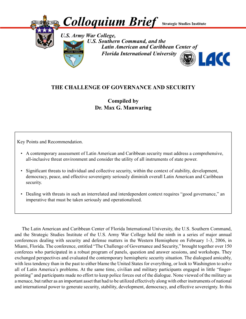  The Challenge of Governance and Security