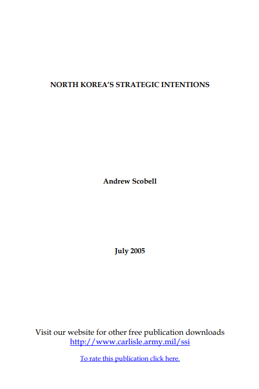  North Korea's Strategic Intentions