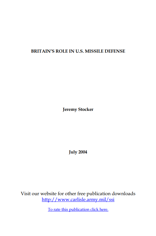  Britain's Role in U.S. Missile Defense
