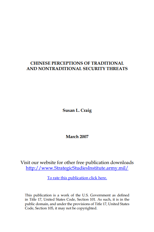  Chinese Perceptions of Traditional and Nontraditional Security Threats