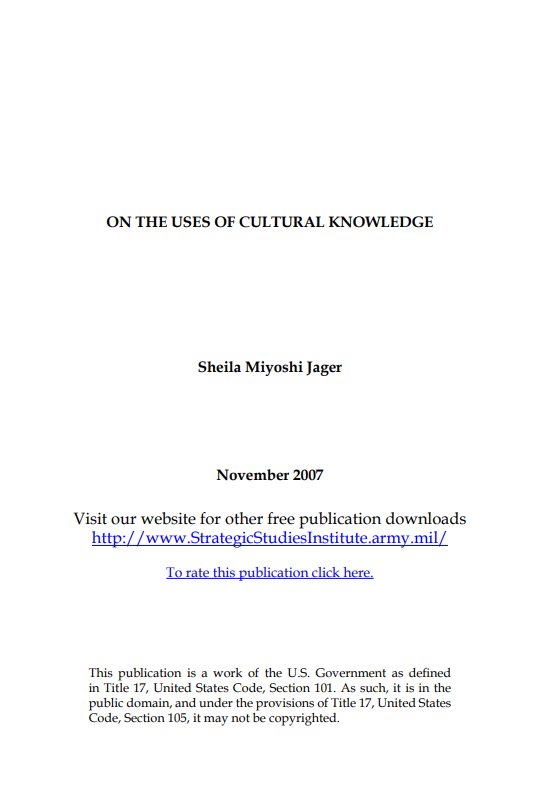  On the Uses of Cultural Knowledge