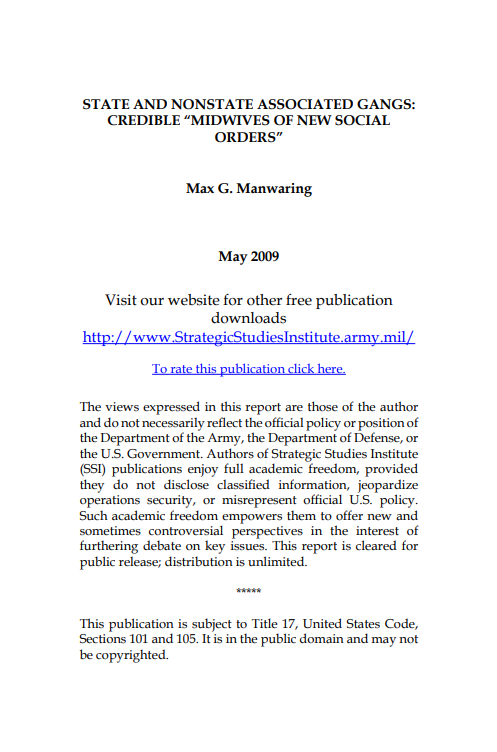  State and Nonstate Associated Gangs: Credible "Midwives of New Social Orders"