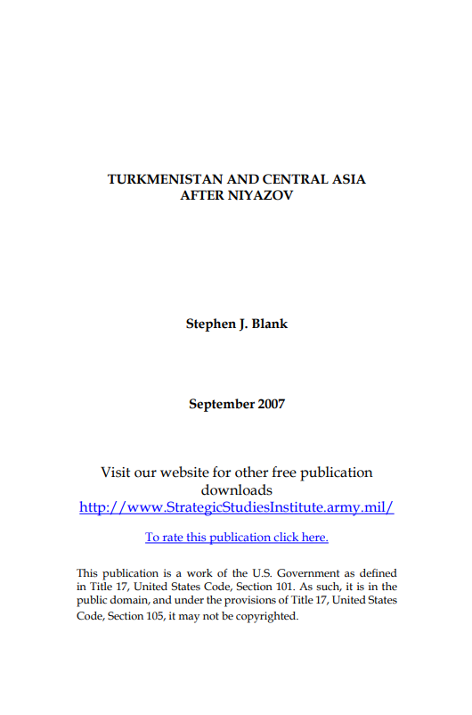  Turkmenistan and Central Asia after Niyazov