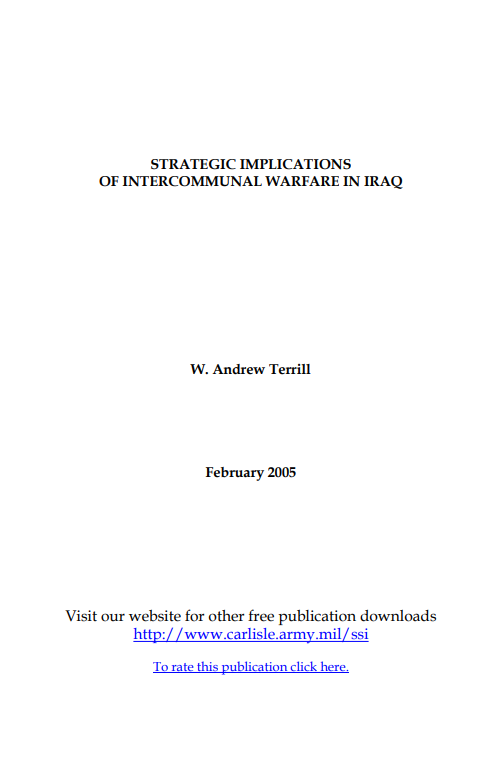  Strategic Implications of Intercommunal Warfare in Iraq