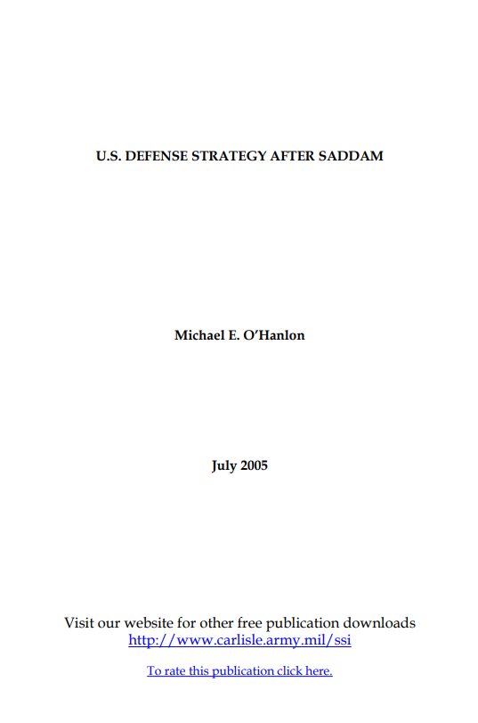  U.S. Defense Strategy After Saddam