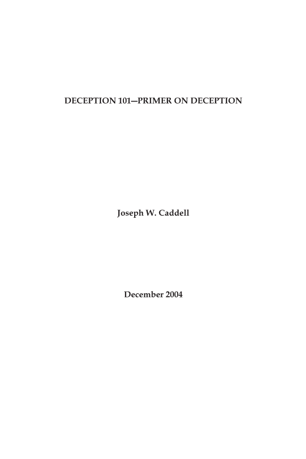  Deception 101--Primer on Deception