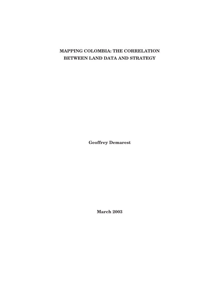  Mapping Colombia: The Correlation between Land Data and Strategy