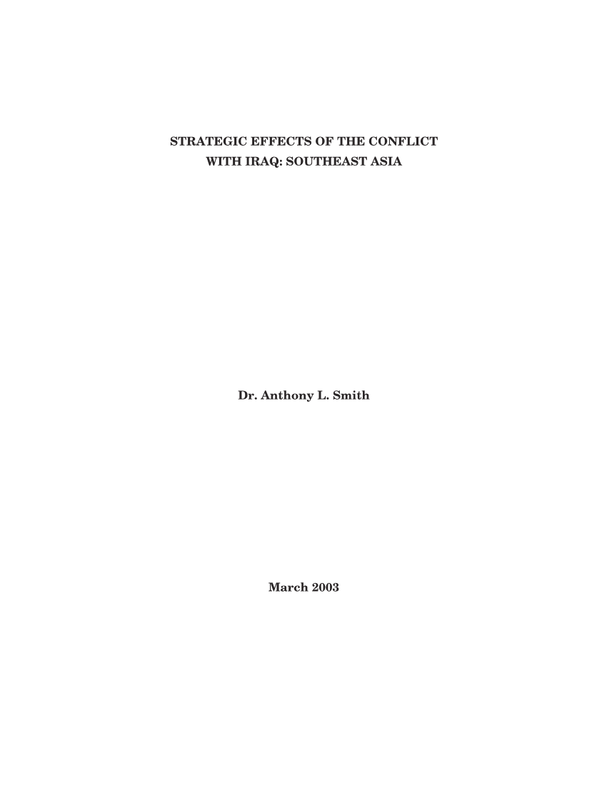  Strategic Effects of Conflict with Iraq: Southeast Asia