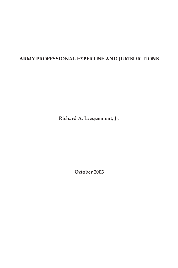  Army Professional Expertise and Jurisdictions