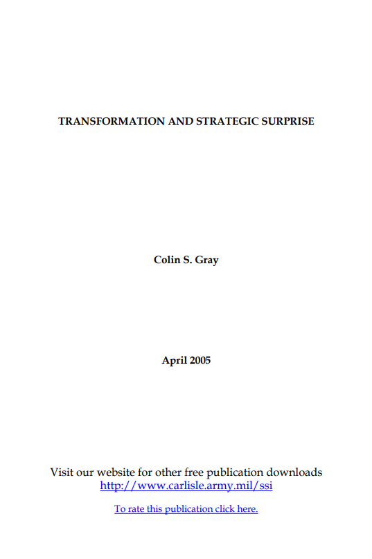  Transformation and Strategic Surprise