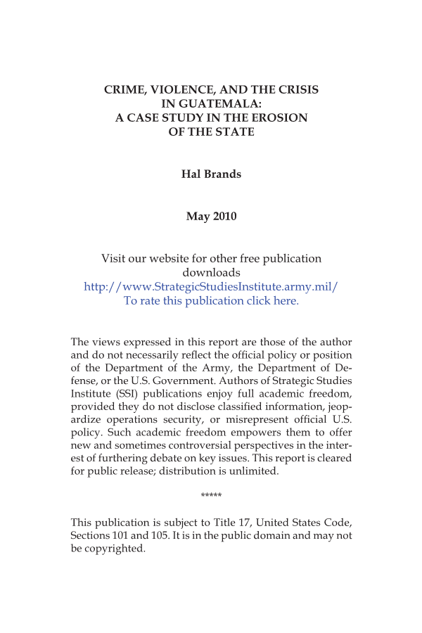  Crime, Violence, and the Crisis in Guatemala: A Case Study in the Erosion of the State