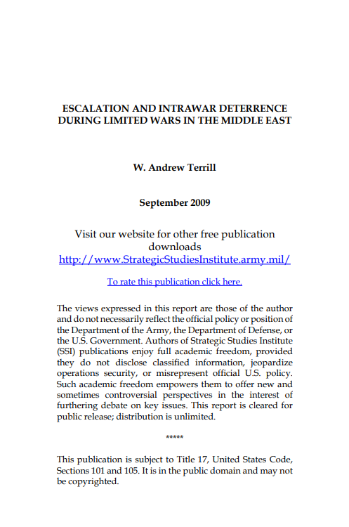  Escalation and Intrawar Deterrence During Limited Wars in the Middle East