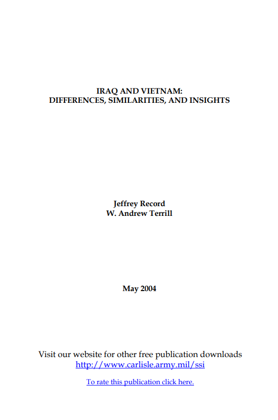  Iraq and Vietnam: Differences, Similarities, and Insights