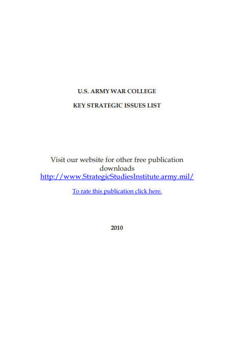  2010 Key Strategic Issues List (KSIL)