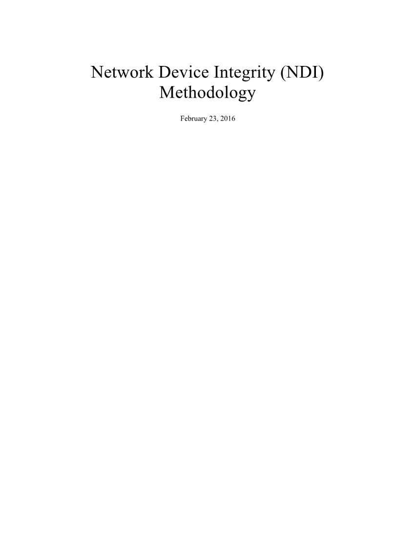  Network Device Integrity (NDI) Methodology