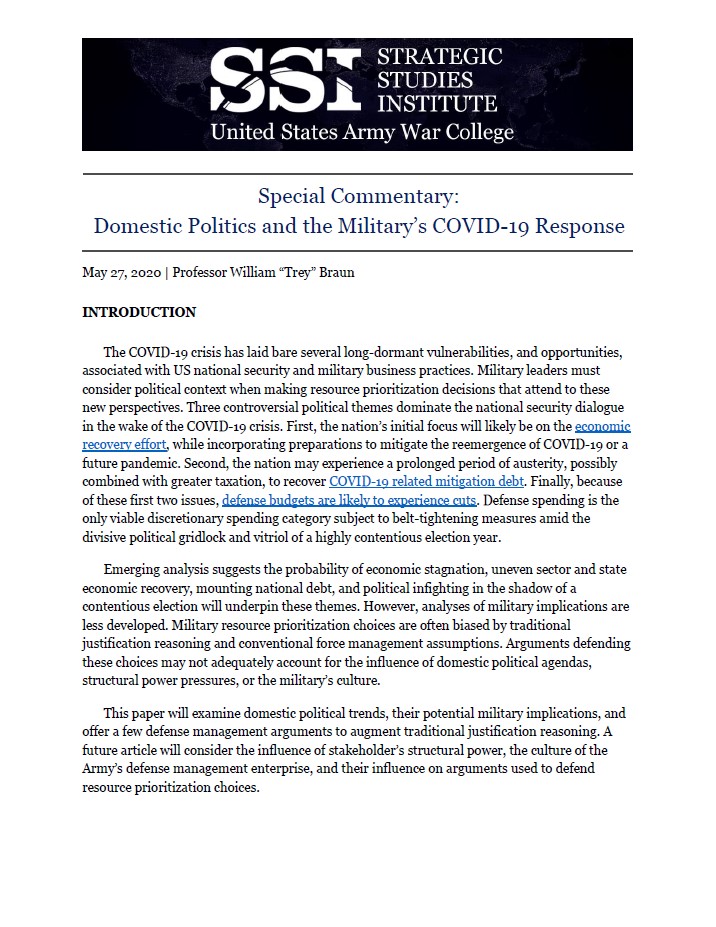  Domestic Politics and the Military’s COVID-19 Response