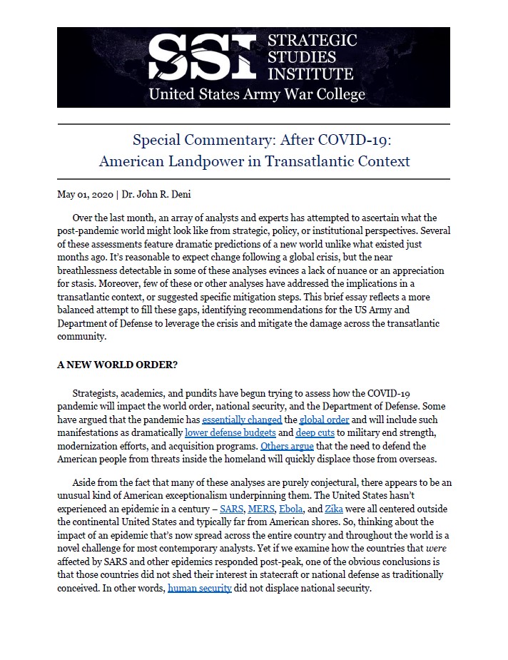  After COVID-19: American Landpower in Transatlantic Context