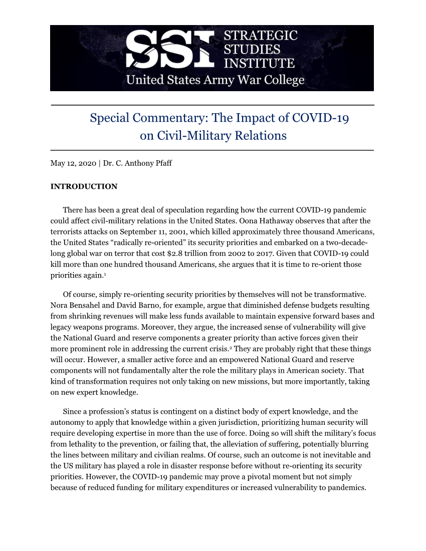  The Impact of COVID-19 on Civil-Military Relations