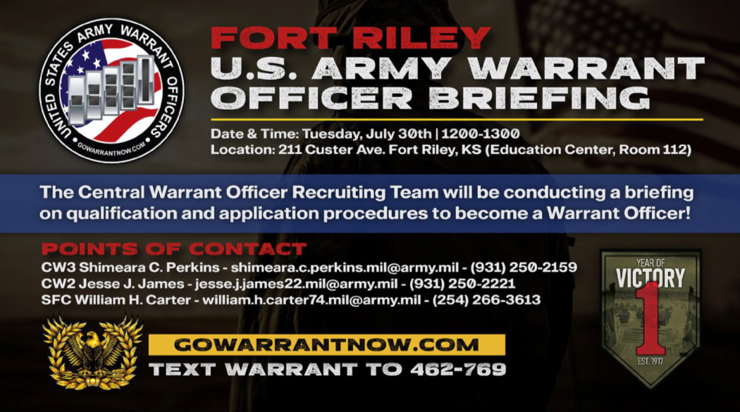  Fort Riley US Army Warrant Officer Briefing