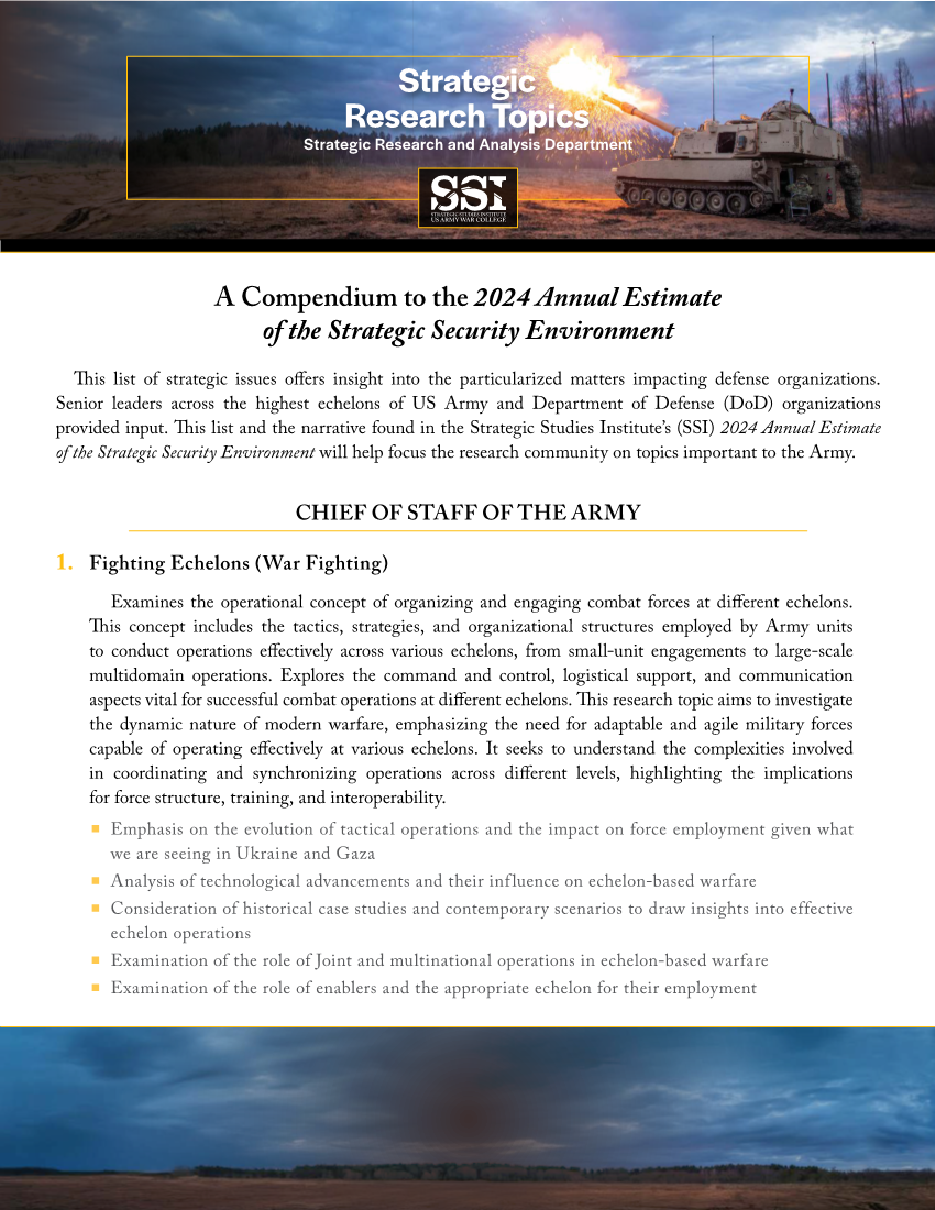  Strategic Research Topics: A Compendium to the 2024 Annual Estimate of the Strategic Security Environment