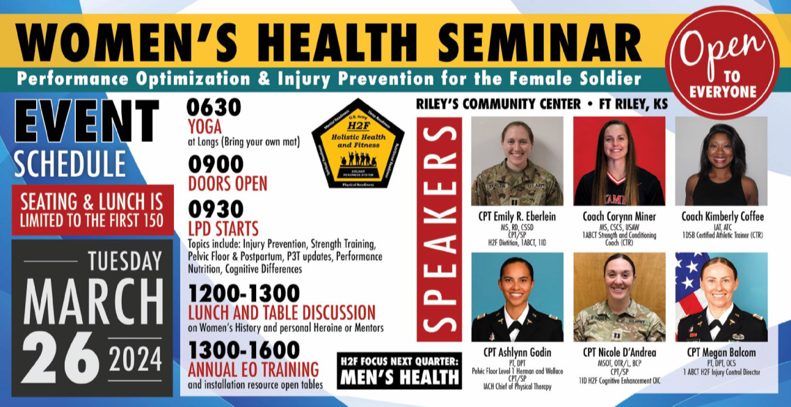  Women's Health Seminar: Performance Optimization & Injury Prevention for the Female Soldier