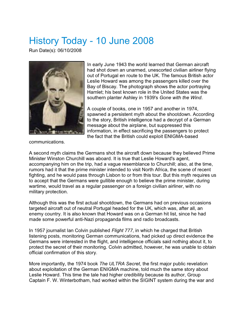  History Today - 10 June 2008