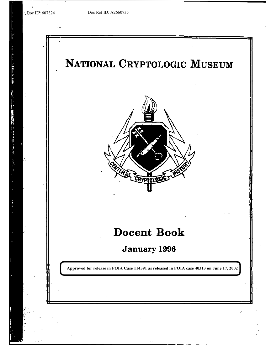  National Cryptologic Museum Docent Book Jan 1996