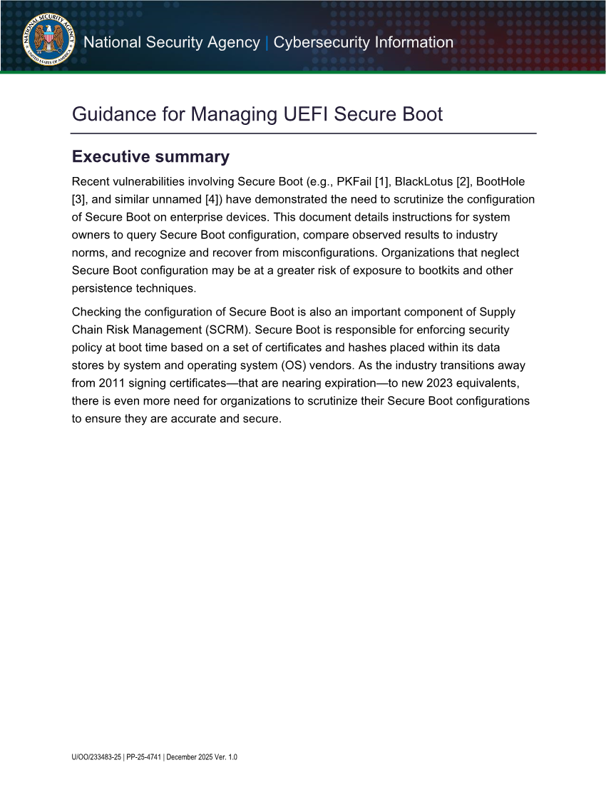  CSI: Guidance for Managing UEFI Secure Boot