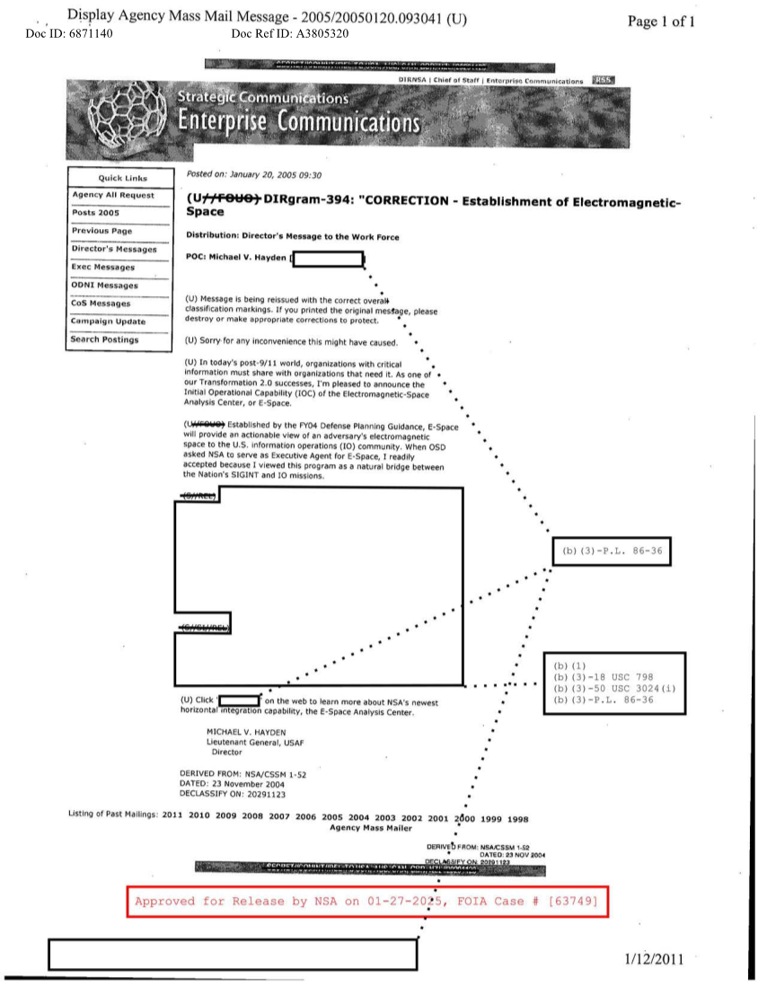  DIRGRAM-394 CORRECTION - ESTABLISHMENT OF ELECTROMAGNETIS-SPACE