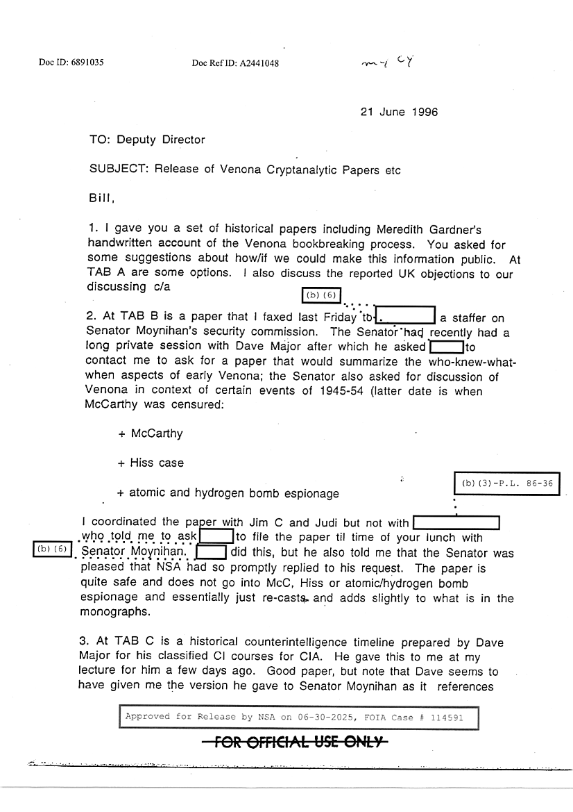  RELEASE OF VENONA CRYPTANALYTIC PAPERS ETC.PDF