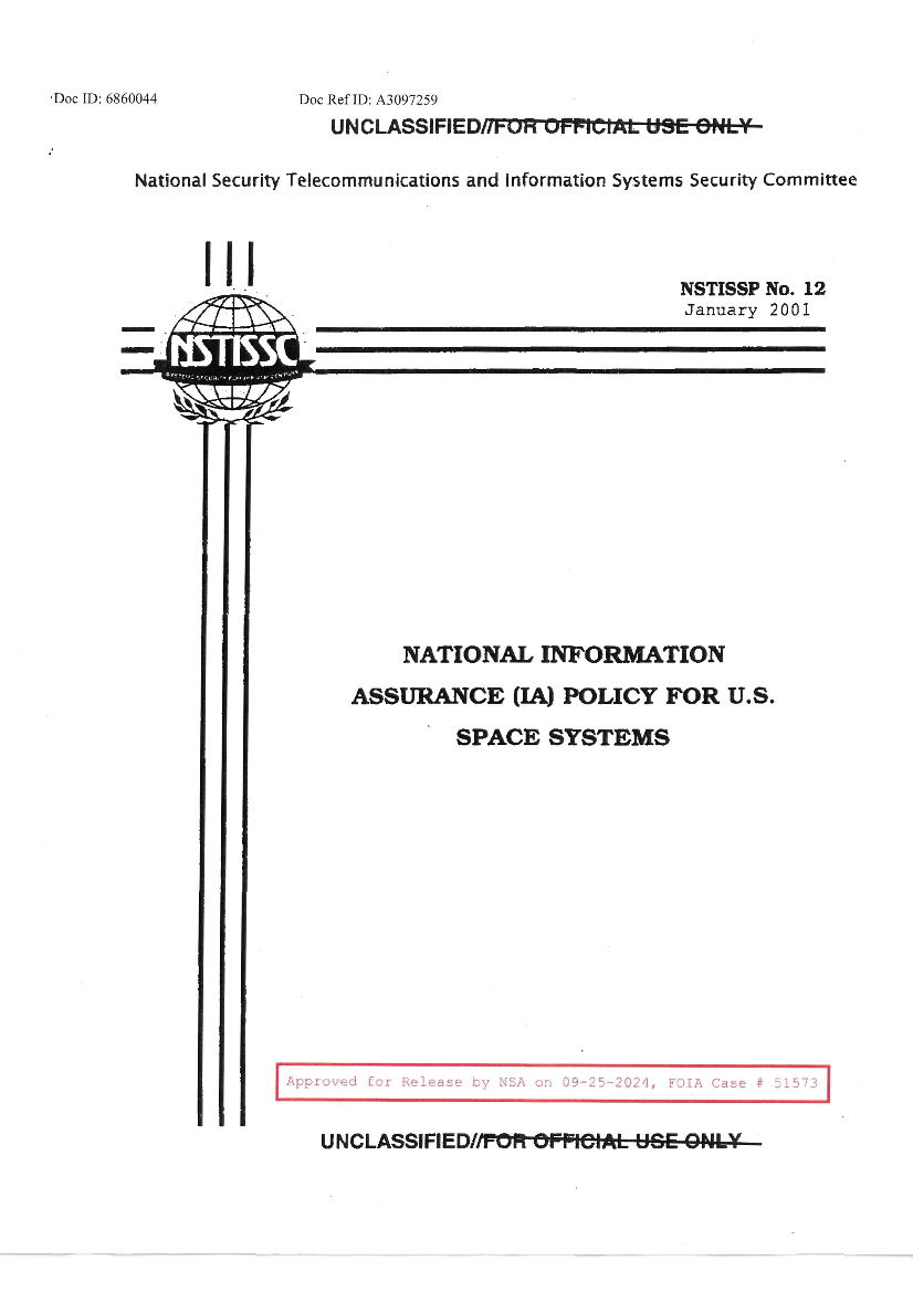  NSA-NATIONAL INFORMATION ASSURANCE (IA) POLICY FOR U.S. SPACE SYSTEMS.PDF